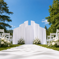 Support de toile de fond de mariage de luxe, 3 mètres de haut, doré, ondulé, en métal, écologique, durable, avec draperies en tissu plissé, pour cérémonie et réception élégantes