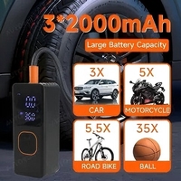 Compresseur d'air portable sans fil pour pneus de voiture, en ABS, avec affichage numérique, lumière d'urgence et moniteur de pression des pneus