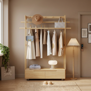 Modern Wood <b>Coat</b> Rack <b>with</b> <b>Shelves</b> and <b>Hooks</b> Freestanding Entryway Storage for Living Room Furniture Scandinavian Design - Product Image 4