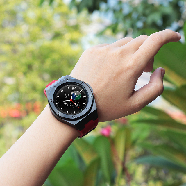 Modification Kit for Samsung Galaxy Watch 4 Classic 46mm Stainless Steel case With Silicone Band Straps Watch Accessories