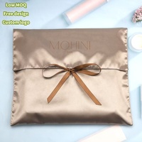 Pochette de Rangement Luxe en Satin Rose Imprimé Logo Personnalisé pour Extensions de Cheveux, Cosmétiques, Perruques et Cadeaux