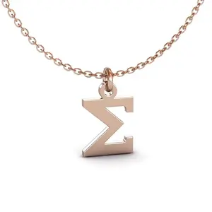 Letter of Greek Alphabet Collar Acero Inoxidable Greek Gift Jewelry Necklace for Woman Sigma Pendant