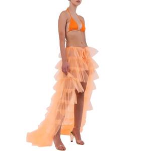 Robe de bal <span class=keywords><strong>Tutu</strong></span> en mousseline de soie au crochet pour femmes robe Maxi <span class=keywords><strong>jupe</strong></span> longue décontractée transparente couches à volants fente maille mariages à séchage rapide - Product Image 3