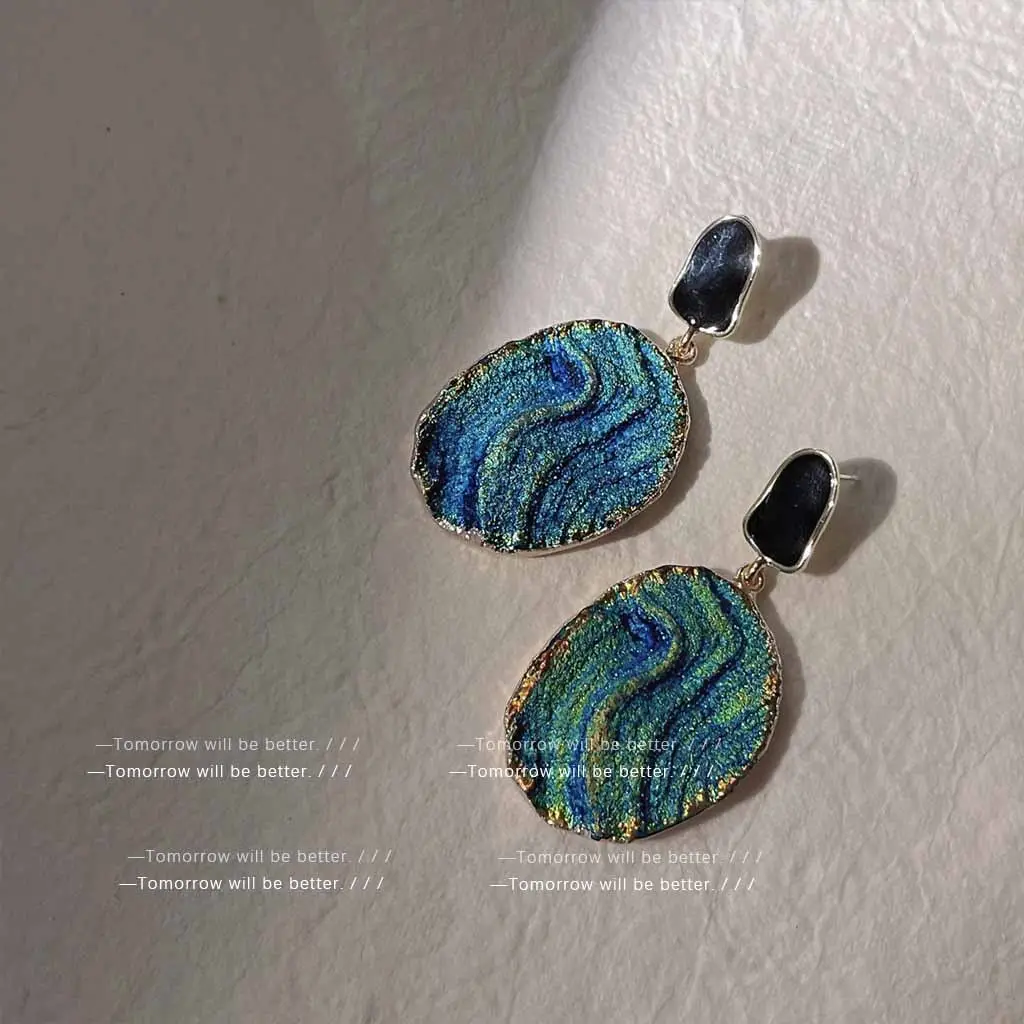 A8017 étonnantes nouvelles boucles d'oreilles en pierre d'agate bijoux à la mode boucles d'oreilles en cristal de goutte d'or pour les femmes