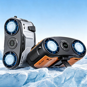Portable Waist Fan 12000Mah Rechargeable Dual Duct Double ICE Cooling LED Display Light Power Bank for Outdoor Construction - Product Image 1