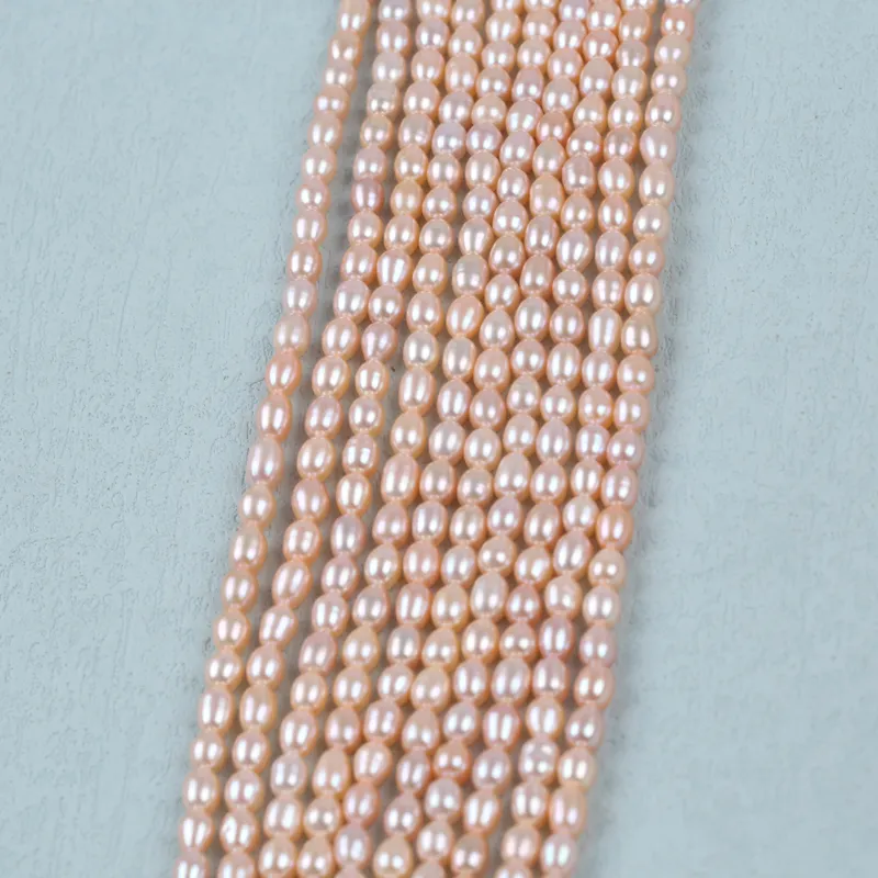 Produtos de promoção 4-5mm AA contas soltas rosa naturais fio de pérolas de arroz de água doce real para fazer jóias