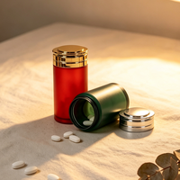 Flacon de pilules en plastique givré, conteneur de capsules de médicaments, pot de suppléments vitaminiques avec couvercle électroplaqué pour les soins de santé