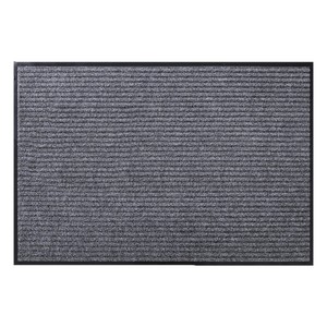 Customized Double Stripe TPE Floor Mat Dark Gray Rectangle Entrance Door Mat Machine Washable Commercial Carpet Full Coverage - Product Image 1