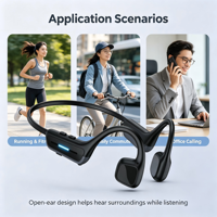 Headphone Konduksi Tulang Terbuka Kustom Nirkabel Headset Olahraga MOQ Rendah Mendukung Logo Kustom Warna Kemasan