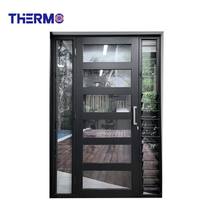 Porte d'entrée principale de <span class=keywords><strong>style</strong></span> moderne conforme à la norme australienne AS2047, en aluminium, double vitrage, portes d'entrée en verre - Product Image 1
