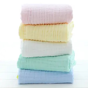 Cotton Six Layer Seersucker High Density Baby Gauze Feeding Beach Towel Baby Muslin Swaddle Blanket