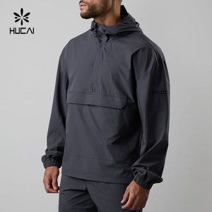 Custom Men Polyester Front Pockets <strong>Waterproof</strong> Windproof <strong>Thin</strong> Autumn Half Zip Sports Running Outdoor <strong>Jacket</strong> - Product Image 1