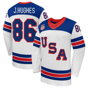 Maglia da Hockey su Ghiaccio della Squadra Nazionale USA 2026, Uniforme Ricamata Traspirante ad Asciugatura Rapida, Loghi Jack Hughes Connor Hellebuyck - Product Image 3