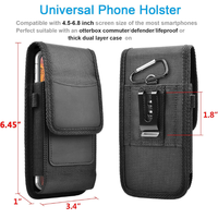 Pochette multifonctionnelle double couche pour téléphone portable Clip de ceinture en tissu de nylon avec fente pour carte Étui de téléphone en cuir pour hommes