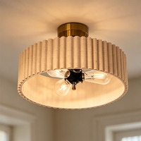 Plafonnier rond en tissu plissé beige, luminaire décoratif pour la maison, idéal pour l'intérieur