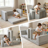 Sofá Modular de Espuma Suave para Niños, Sofá de Juego Lavable para Niños Pequeños, Juego de Muebles Seguros para Niños para Sala de Juegos y Sala de Estar