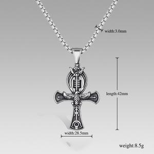 Joyería de Moda Gótica, Nuevo Collar con Colgante de Cruz de la Vida en Acero Inoxidable, Amuleto de Vida Eterna, Colgante de Águila - Product Image 4