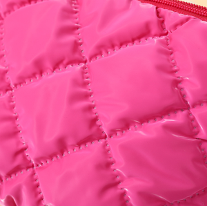 定制刺绣标志绗缝棉3 pc化妆包套装大容量拉链便携收纳袋旅行泡芙美容包 - Product Image 6