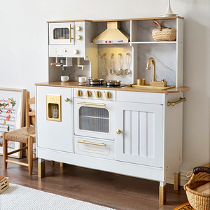 Ensemble de cuisine <span class=keywords><strong>en</strong></span> <span class=keywords><strong>bois</strong></span> pour enfants avec machine à café dorée, jouet éducatif de simulation de jeu de rôle pour enfants. QA0013 - Product Image 6