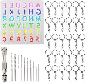 Stampi in Resina Epossidica per Alfabeto, Kit per Creazione Portachiavi, Stampi in Silicone per Lettere e Numeri, Set <span class=keywords><strong>di</strong></span> Strumenti per Colata in Resina Fai-da-Te e Accessori - Product Image 1