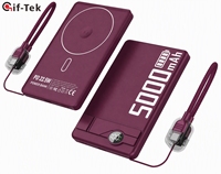 Casing Pengisian Daya Nirkabel Merah Ceri Tua Model Baru Generasi ke-18 Tiga-dalam-Satu 10000mAh Pengisian Cepat Magnetik Aluminium Ultra-Tipis