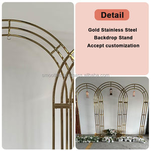 SMOOTH Backdrop Frame Stand Gold Stainless Steel <b>Arch</b> Set High Quality Metal Backdrop for <b>Wedding</b> Events Party Back Decoration - Product Image 2