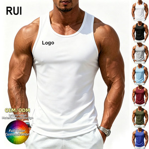 RUIQUWIN Débardeur Athlétique Homme Personnalisé Couleur Unie Respirant Coupe Slim Sans Manches pour Course à Pied, Fitness et Usage Quotidien Estival - Product Image 1