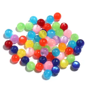 DS wholesale 6-14mm colored resin cat eye acrylic beads candy colored round beads DIY accessories loose beads