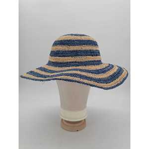 Natural Blue Crochet <b>Straw</b> <b>Hat</b> M Casual Sun Protection Wide Brim Summer Beach <b>Hat</b> - Product Image 2