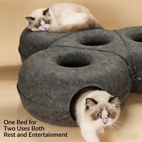 Lit tunnel pour chat en feutre 4-en-1, grand format, détachable et lavable, avec griffoir, jusqu'à 45 lb