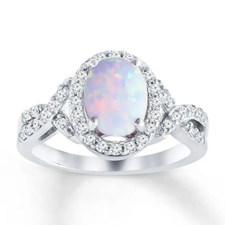 Женское обручальное кольцо из белого огненного опала, кольцо с милым овальным камнем, винтажное модное 925 Серебряное ювелирное обручальное кольцо