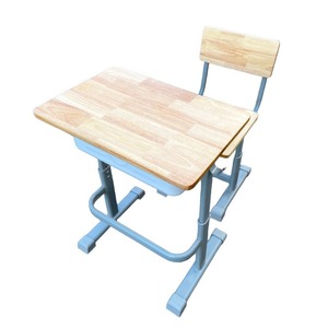 Masao Student <b>Desk</b> And Chair Set <b>Solid</b> <b>Wood</b> <b>Top</b> Cold Rolled Steel Frame For School Classroom Use - Product Image 1