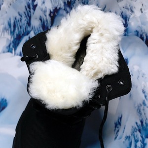 Snow <b>Boots</b> Black Solid Color Mid Heel Waterproof Fleece Lined Non Slip Outdoor Winter Unisex Adult - Product Image 2