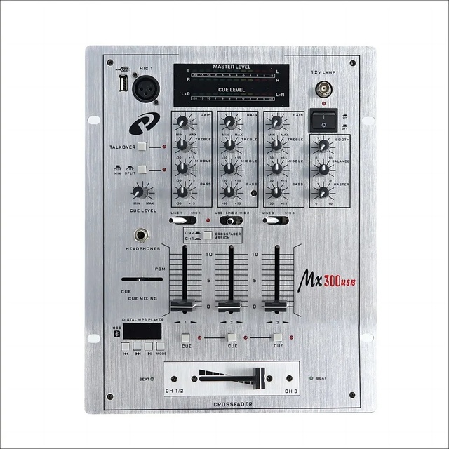 MX-300usb Professional 3-Channel Digital Audio DJ Mixer with BPM Counter/VCA Control With Scratch-proof Replaceable Crossovers