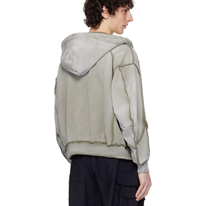 Hoodie zippé à coutures apparentes et dégradées, personnalisable, à panneaux, très demandé - Product Image 3