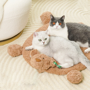 <span class=keywords><strong>Tapis</strong></span> de couchage pour animaux de compagnie en forme d'ours mignon, couverture douce en peluche pour <span class=keywords><strong>chien</strong></span> et chat, coussin moelleux lavable, <span class=keywords><strong>tapis</strong></span> de niche pour animaux d'intérieur - Product Image 3