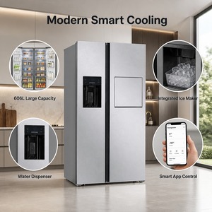 Refrigeradores Inteligentes de Doble Puerta de Acero Inoxidable con Dispensador de Agua y Fabricador de Hielo de Gran Capacidad 606L, Venta al Por Mayor - Product Image 1