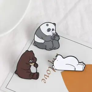 Broche japonés para parejas, alfileres de esmalte de oso marrón y blanco, insignia de personalidad de dibujos animados, accesorios para estudiantes, regalo, venta al por mayor