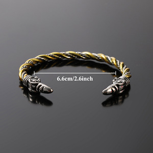 Wholesale Norse Raven Bracelet for <strong>Men</strong> Viking Jewelry <strong>Silver</strong> Color Open <strong>Bangle</strong> Personalized Vintage Bracelets - Product Image 6