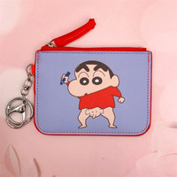 Porte-cartes et porte-monnaie combinés à motif de personnages de dessins animés Crayon Shin-chan, pour pièces de monnaie, monnaie en vrac, badges de travail et cartes d'identité