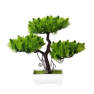 Lorenda PENZ022 barato mesa ornamento de Natal mini plástico em vasos pinheiros bonsai plantas artificiais pequeno pinheiro