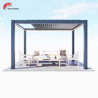 Pergola rétractable motorisée électrique en aluminium de luxe européen 20x20 avec éclairage solaire LED, écologique, pour jardin, arrière-cour et gazebo