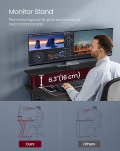 Support d'écran ergonomique OEM <span class=keywords><strong>pas</strong></span> <span class=keywords><strong>cher</strong></span>, bureau de jeu entièrement noir avec éclairage LED, <span class=keywords><strong>meilleur</strong></span> bureau d'ordinateur avec étagère pour moniteur - Product Image 6