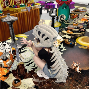 Nouvelle tenue de dinosaure en peluche pour garçons, costume de tête de squelette, marionnette amusante, jouet exosquelette en peluche super douce lavable - Product Image 5