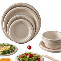 Assiettes et plateaux jetables écologiques, biodégradables et compostables en pulpe de bagasse de canne à sucre de qualité alimentaire pour pizzas, salades, bonbons et fêtes
