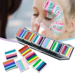 GP Wholesale Professional Water Based Face Paint Palette Rainbow Split Colorful Face Body Paint Palette For Kids Makeup