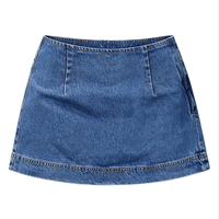 Jupe-short en jean sans ceinture pour femme, taille basse, mini-jupe trapèze avec short intégré, tenue de voyage et de sortie