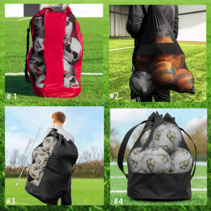 Sac à balles <span class=keywords><strong>de</strong></span> football <span class=keywords><strong>de</strong></span> différentes capacités avec cordon <span class=keywords><strong>de</strong></span> serrage en maille robuste avec bandoulière réglable et poignée épaisse - Product Image 2