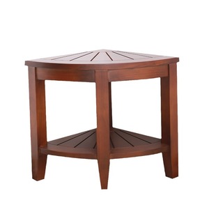 Tabouret d'angle en bois Meikelin pour salle de bain 40,5x40,5x46cm, étagère antidérapante en forme d'éventail pour toilettes - Product Image 2