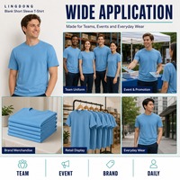 Kaos Pria Lengan Pendek Biru Langit Kerah Bulat Polos Custom Logo OEM ODM Produsen Grosir